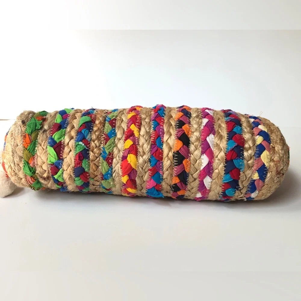Multicolor Straw Summer Bag Shiraleah Jute Tassel Clutch Boho Chic Hippie